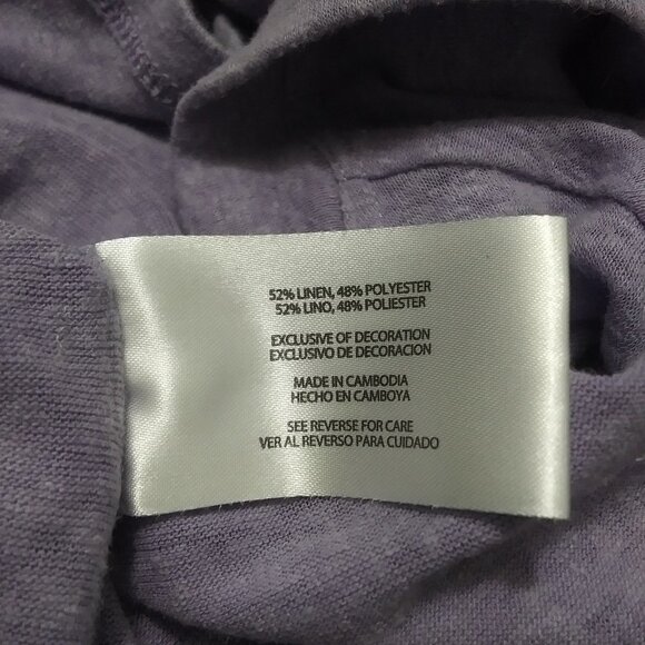 Orvis Purple V Neck Linen Blend 3/4 Sleeve Popover Top - Picture 5 of 7